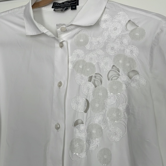 Salvatore Ferragamo White Buttoned Down Shirt / Size 14 - Picture 2 of 11